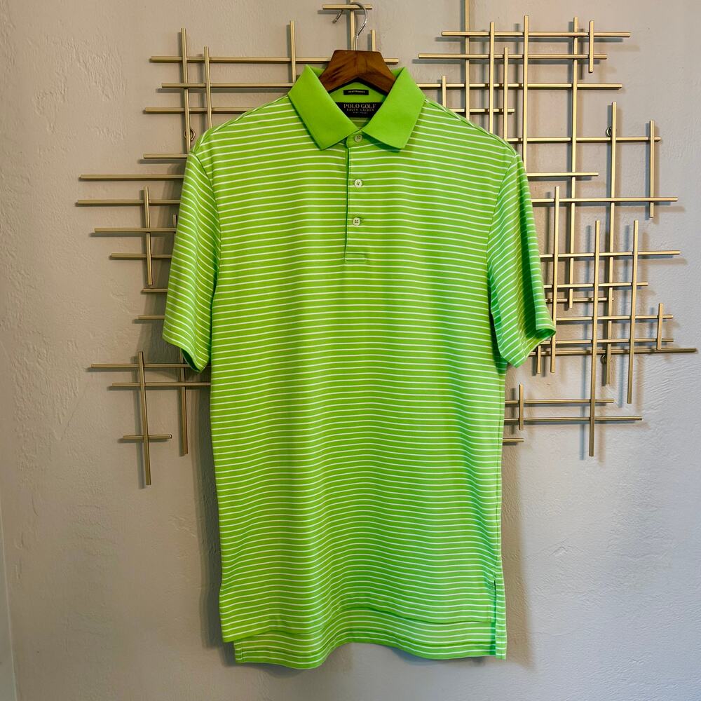 Polo Golf Ralph Lauren Performance Green Striped Polo Shirt S